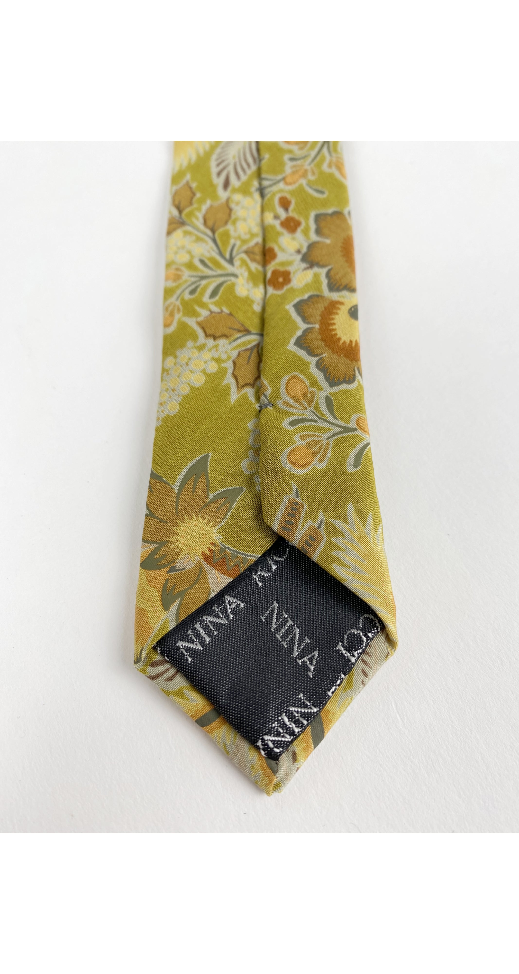 1990s Floral Chartreuse Silk Men's Tie