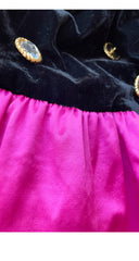 1990s Black Velvet & Hot Pink Silk Satin Bubble Cocktail Dress