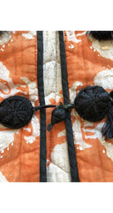 1970s Peacock Block Print Orange Indian Cotton Coat