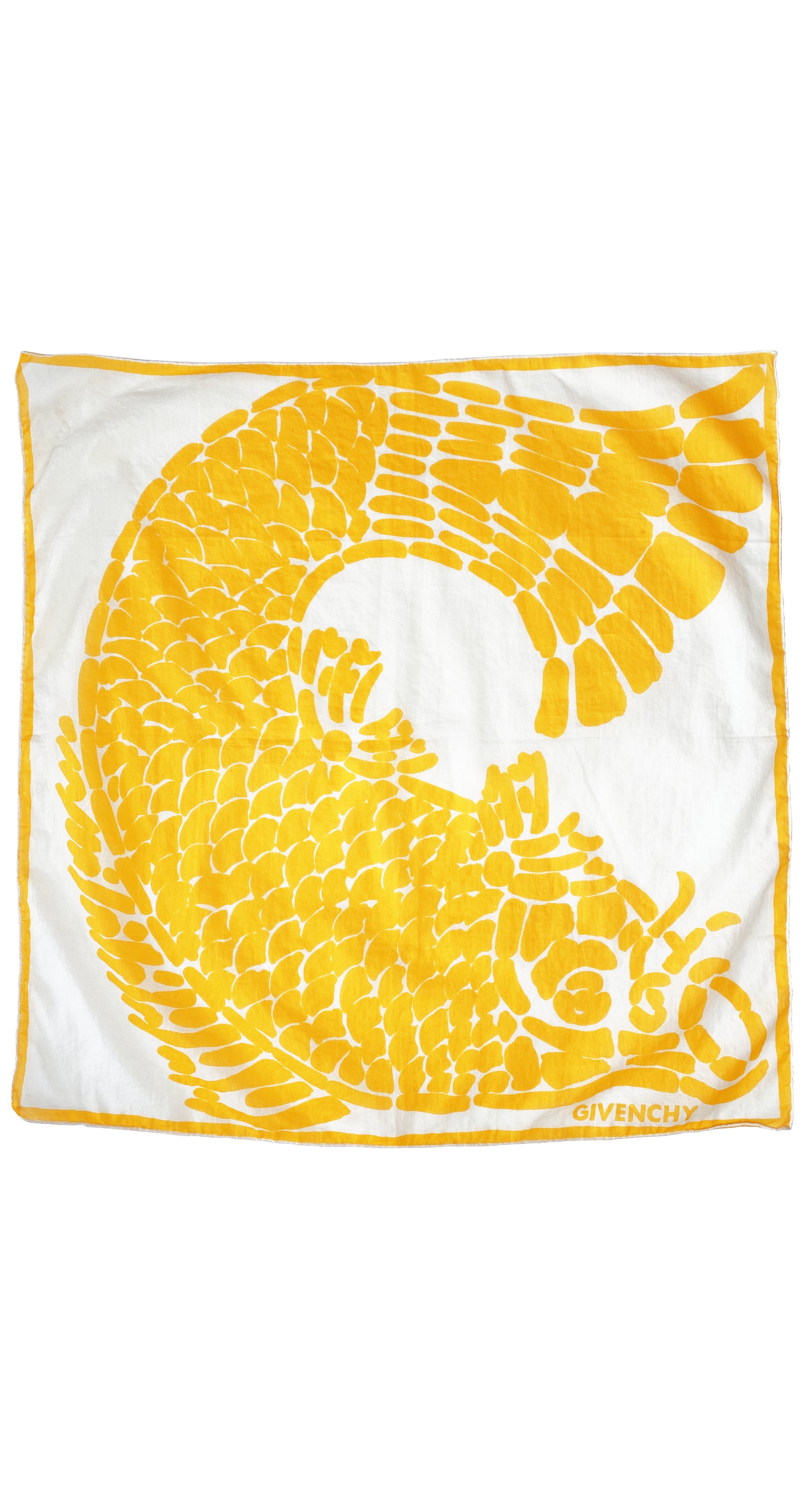 1970s Koi Fish Yellow & White Cotton Scarf