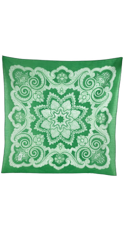 1980s Green & White Bandana Print Cotton Scarf
