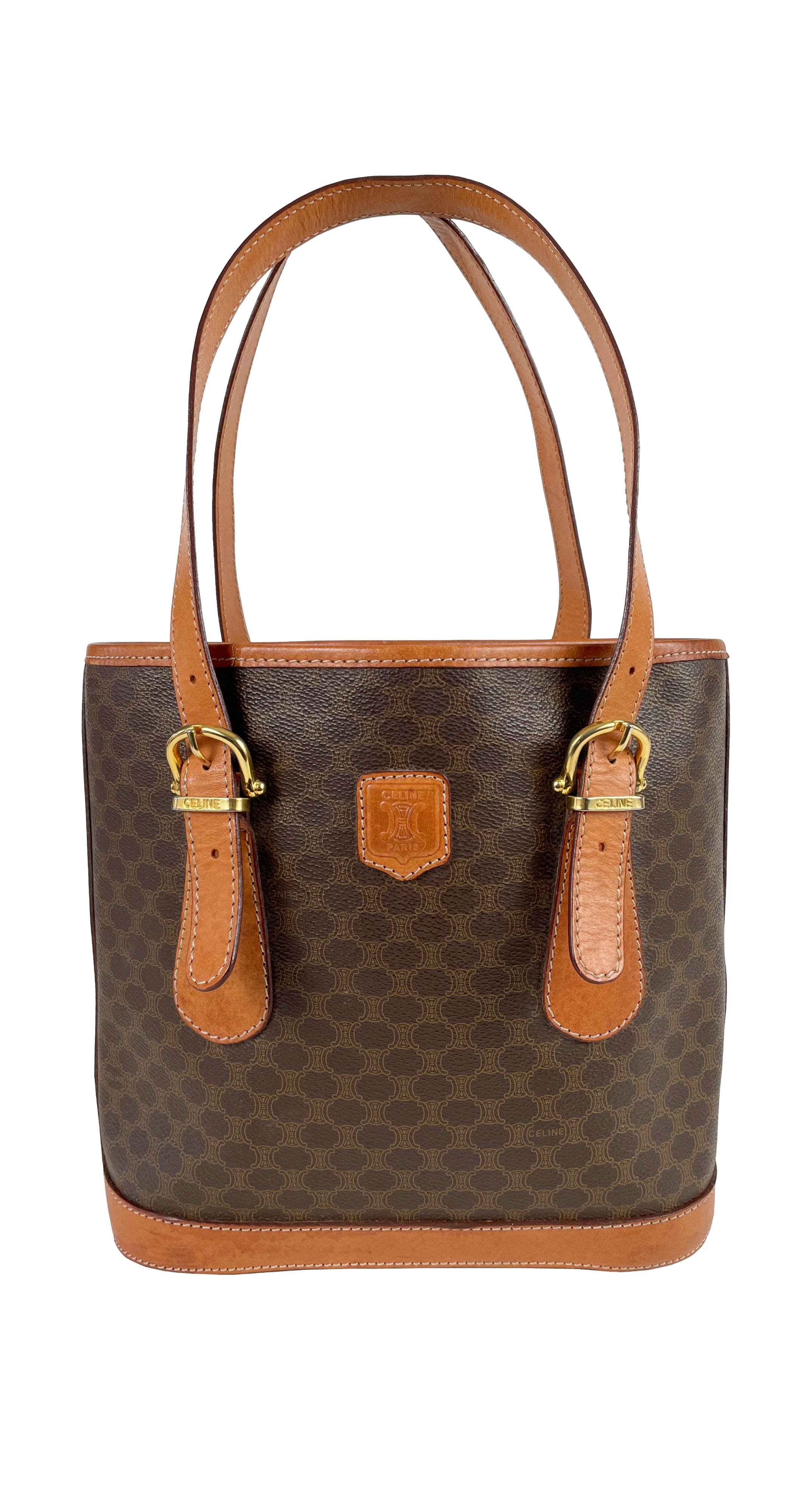 Céline 1990s Macadam Brown Leather Shoulder Tote Bag – Featherstone Vintage