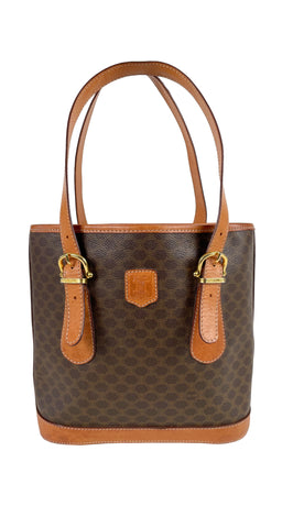 1990s Macadam Brown Leather Shoulder Tote Bag
