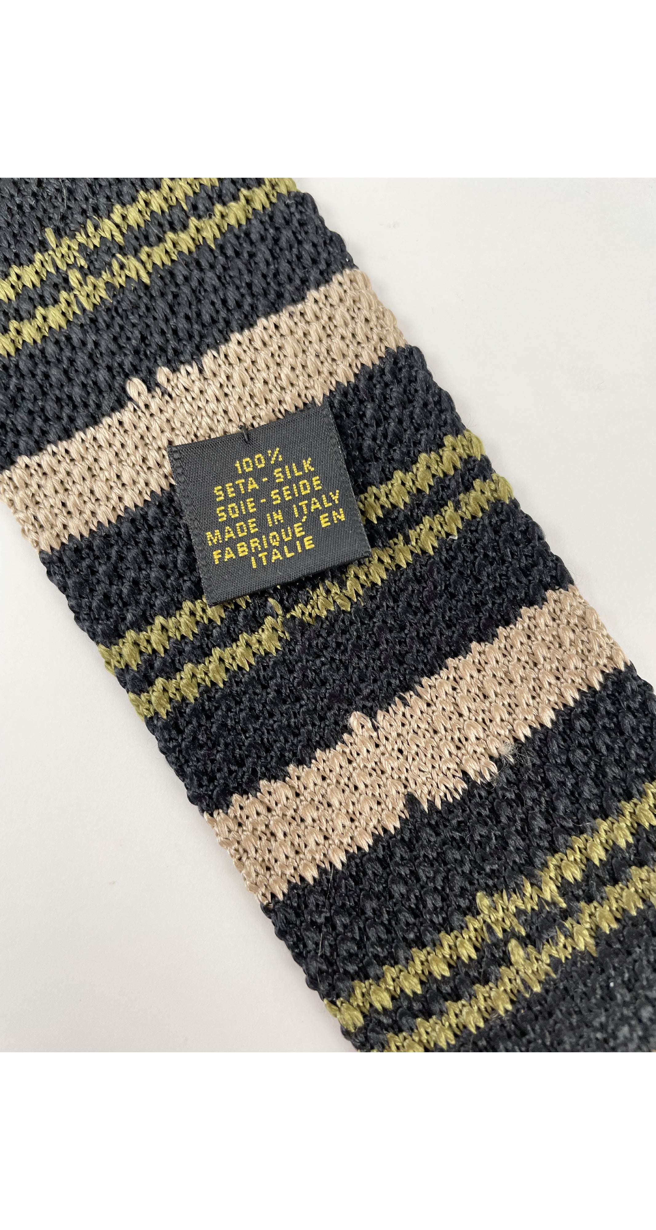 Striped Black Silk Knit Men's Tie
