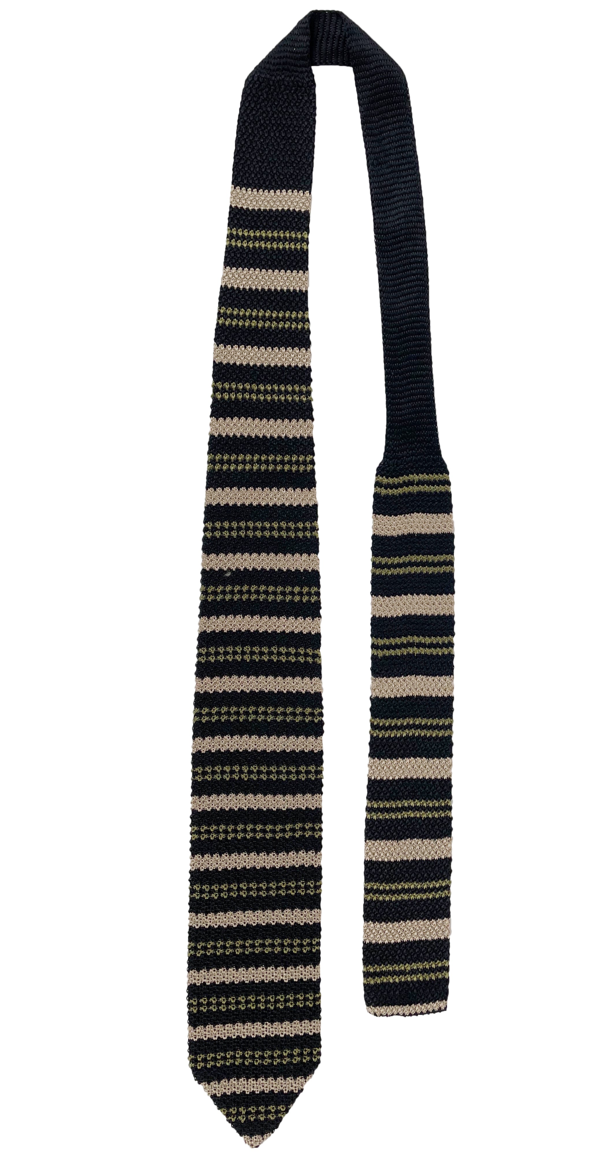 Striped Black Silk Knit Men's Tie