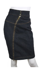 c.1986 Documented Dark Denim Zipper Skirt