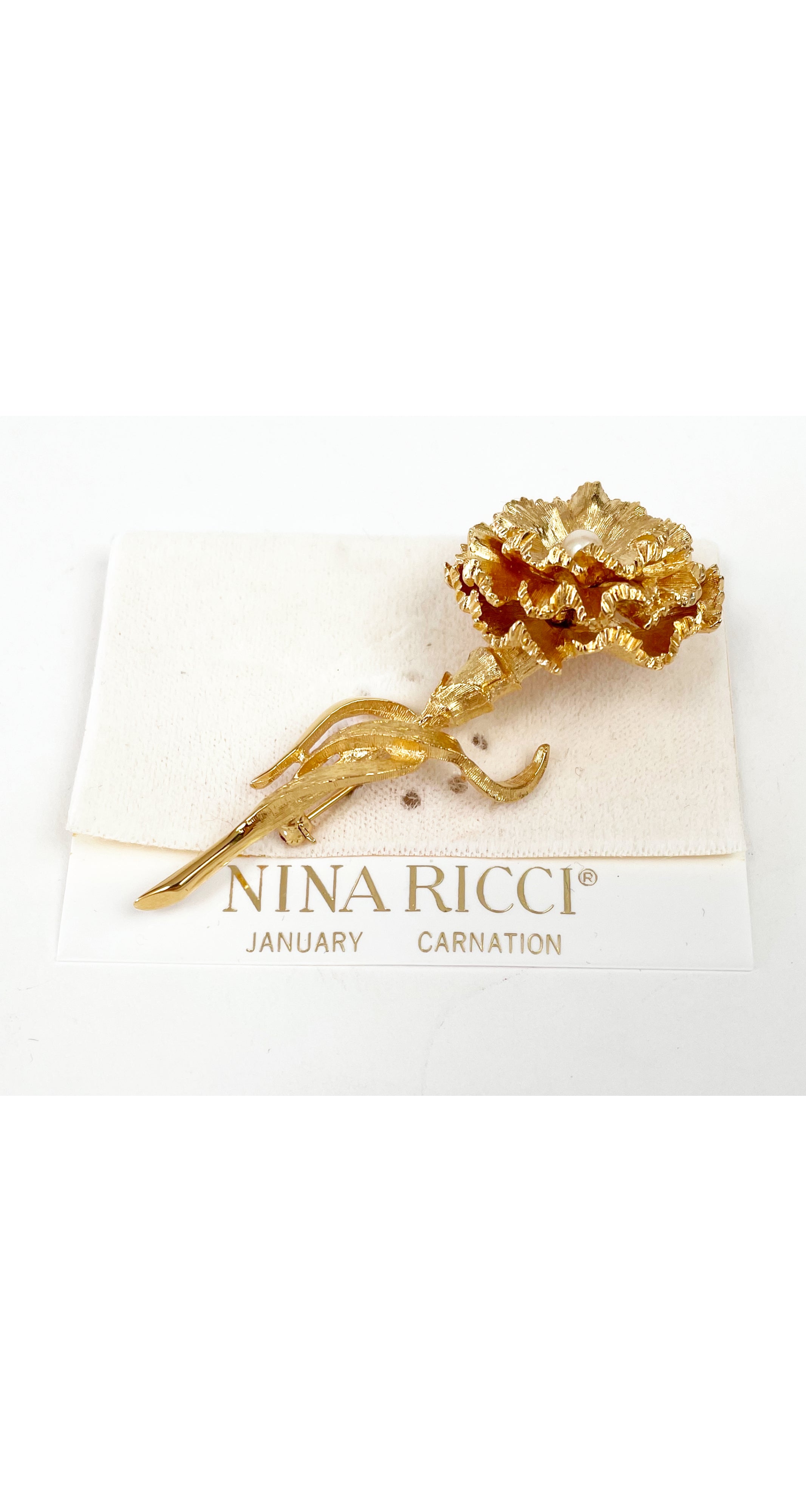 1990s "January Carnation" Gold-Tone Brooch