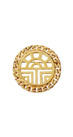 1990s Gold-Tone Logo Curb Chain Brooch