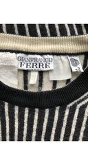 1980s Op Art Monochrome Wool Emblem Sweater