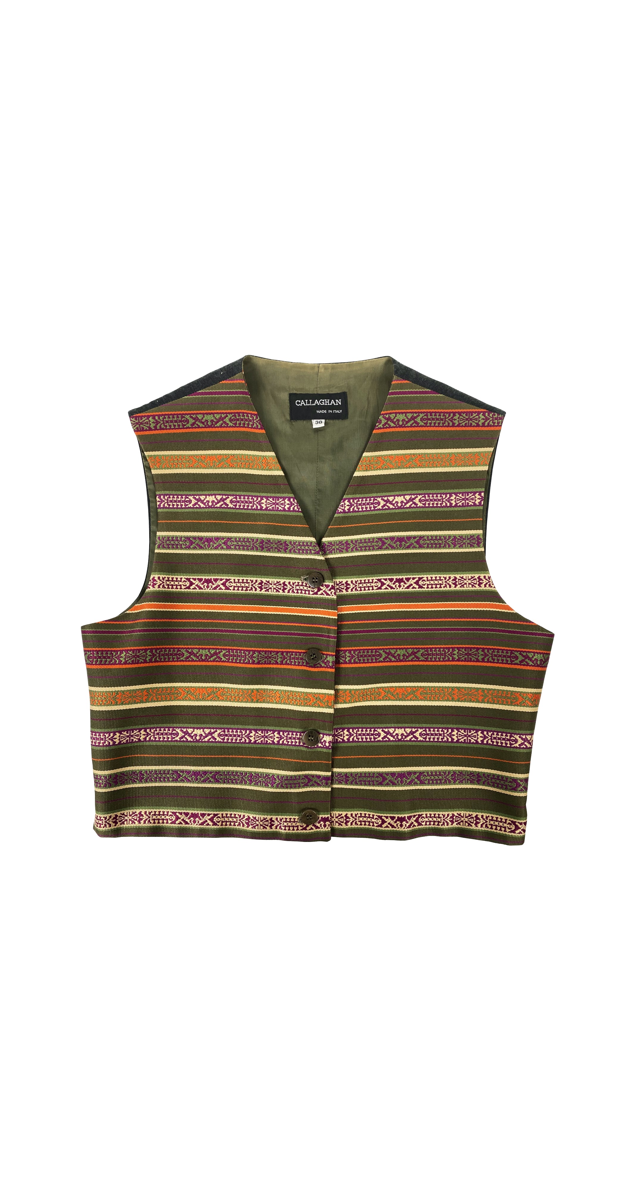 c. 1990 Striped Silk Jacquard Cropped Vest