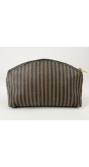 1980s Pequin Striped Brown Cosmetic Bag