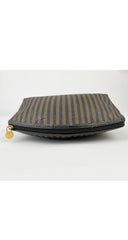 1980s Pequin Striped Brown Cosmetic Bag