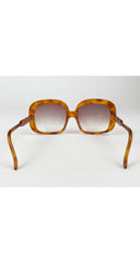 1970s Handmade Tortoise Shell Square Oversized Sunglasses
