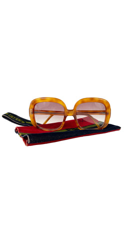 1970s Handmade Tortoise Shell Square Oversized Sunglasses