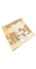 1960s Cross Hatch Print Yellow Silk Twill Scarf