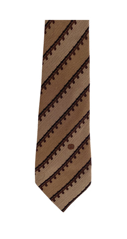 1970s Logo Rope Print Brown Silk Men's Tie