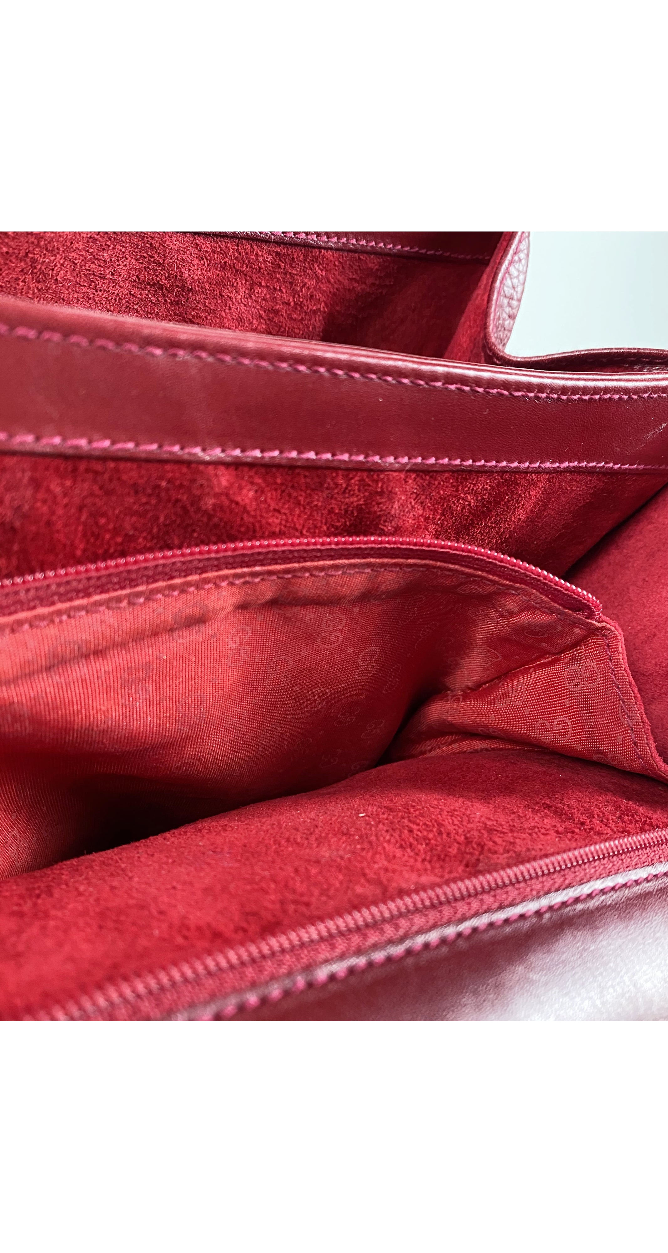 1990s Dark Red Leather Buckle Crossbody Bag