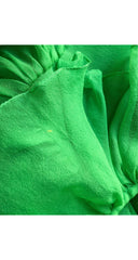 1980s Green Silk Chiffon Ruffle Blouse