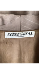 1980s Pinstripe Taupe Wool Shawl Collar Blazer