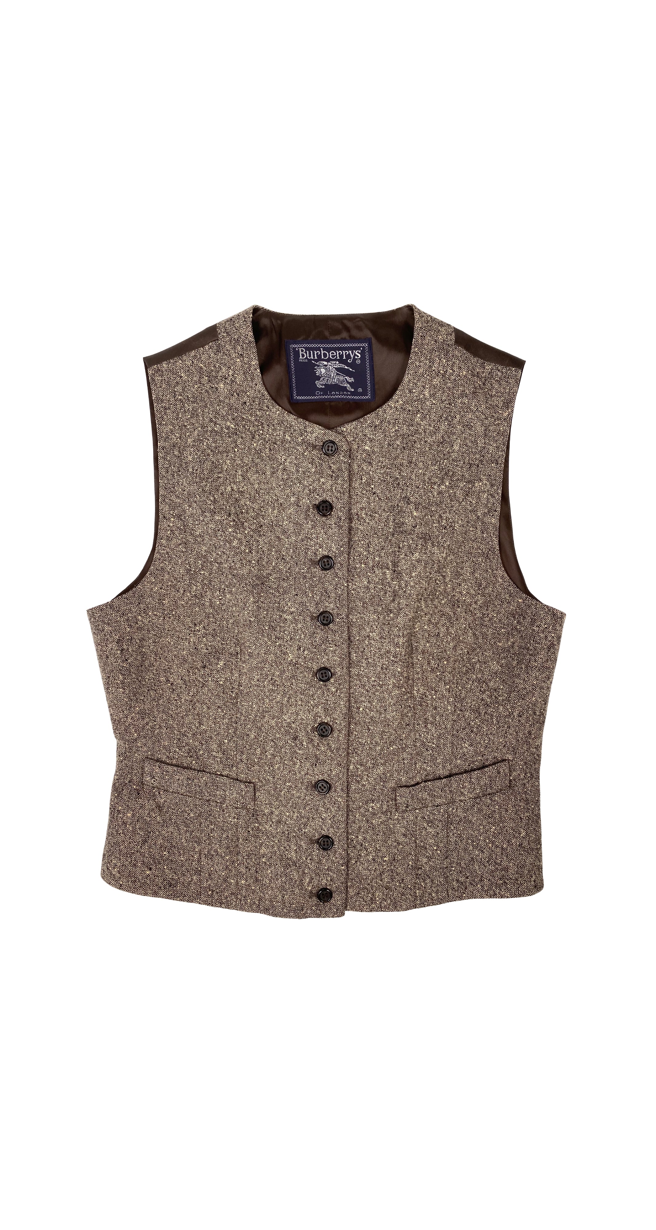 1990s Brown Tweed Wool & Cashmere Vest