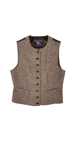 1990s Brown Tweed Wool & Cashmere Vest