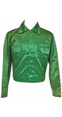 1970's Green Satin Fruit Applique Bomber Jacket