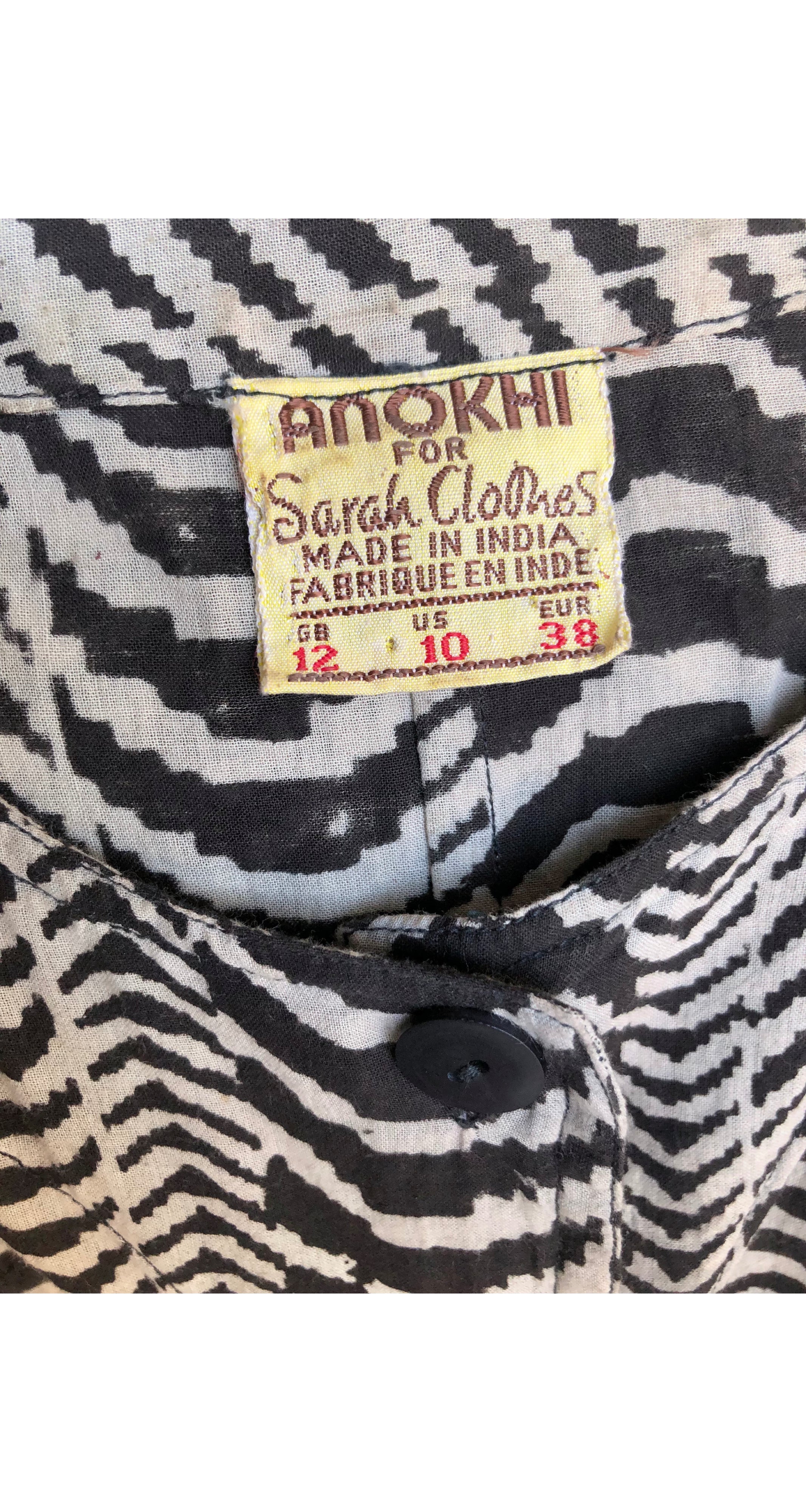1980s Block Print Indian Cotton Jumpsuit