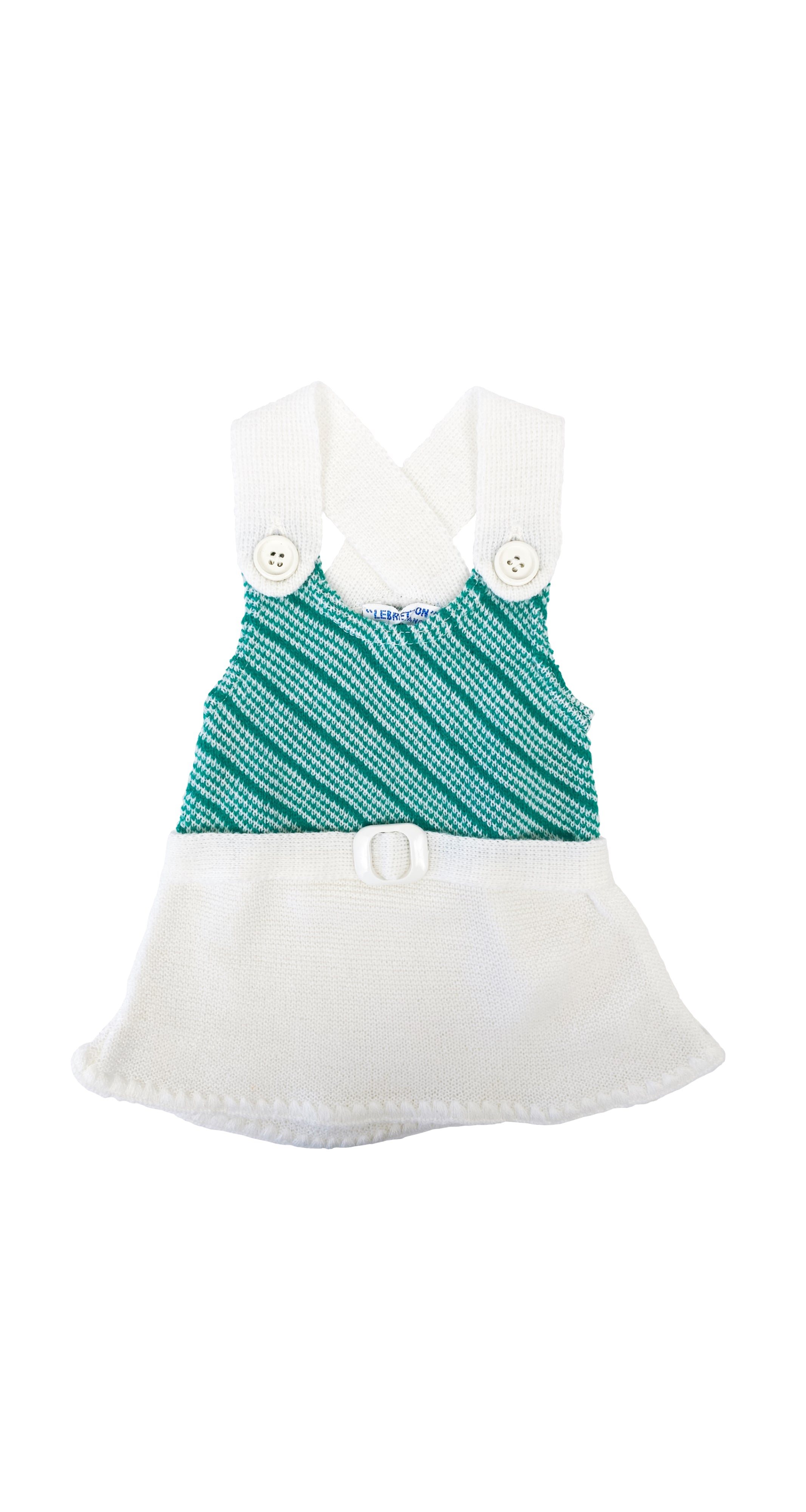 1970s NOS Girl's Green & White Knit Dress 3M