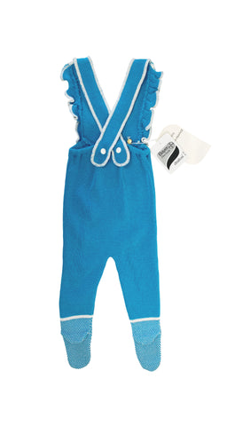 1970s NOS Rocking Horse Blue Knit Playsuit 3M