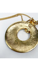 1980s Gold-Plated Leopard & Black Enamel Pendant Necklace