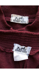 1980s Logo Emblem Burgundy Wool Knit Tracksuit