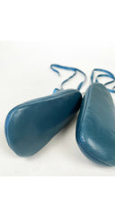 2000s NOS Teal Lambskin Lace-Up Ballet Shoes