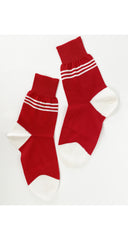 1980s Red & White Silk Knit Socks