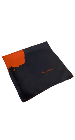 1960s Abstract Black & Orange Silk Twill Scarf