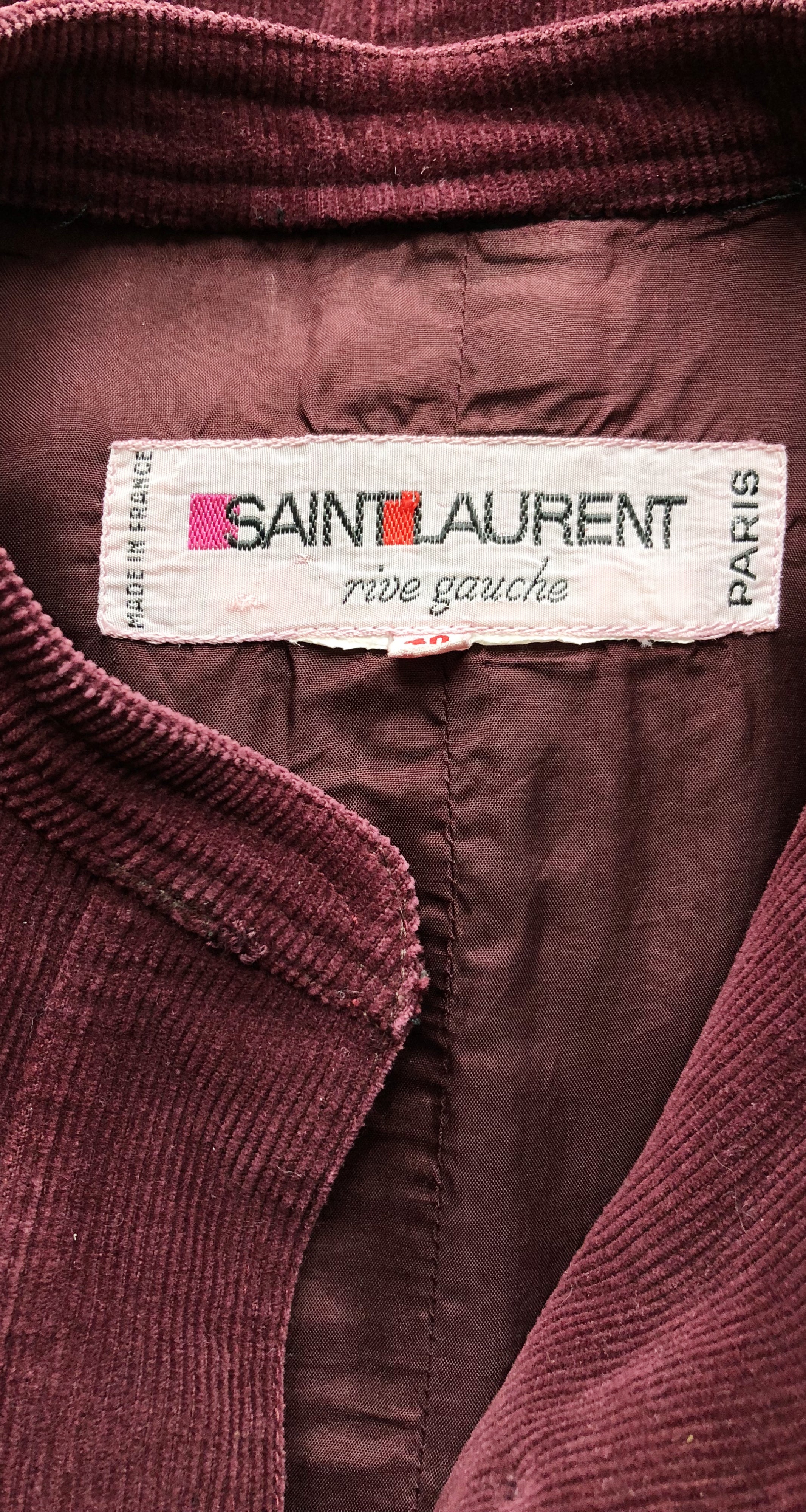 1977 Documented Burgundy Cotton Corduroy Jacket