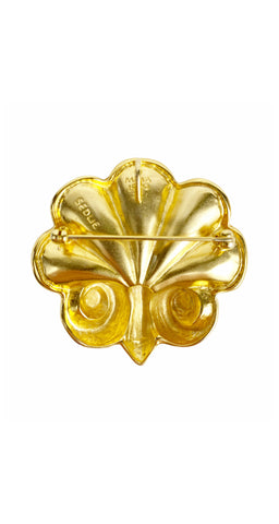 1990 Sedue Gold-Tone Scalloped Pendant Brooch