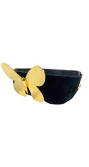 1970s Statement Gold Butterfly Buckle Suede Belt