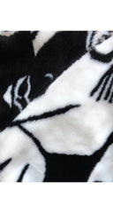 1980s Face Print Black & White Faux Fur Coat
