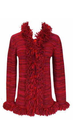 c.1970 Fringe Wool Knit Cardigan