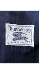 1990s Navy Blue Wool Logo Button Blazer