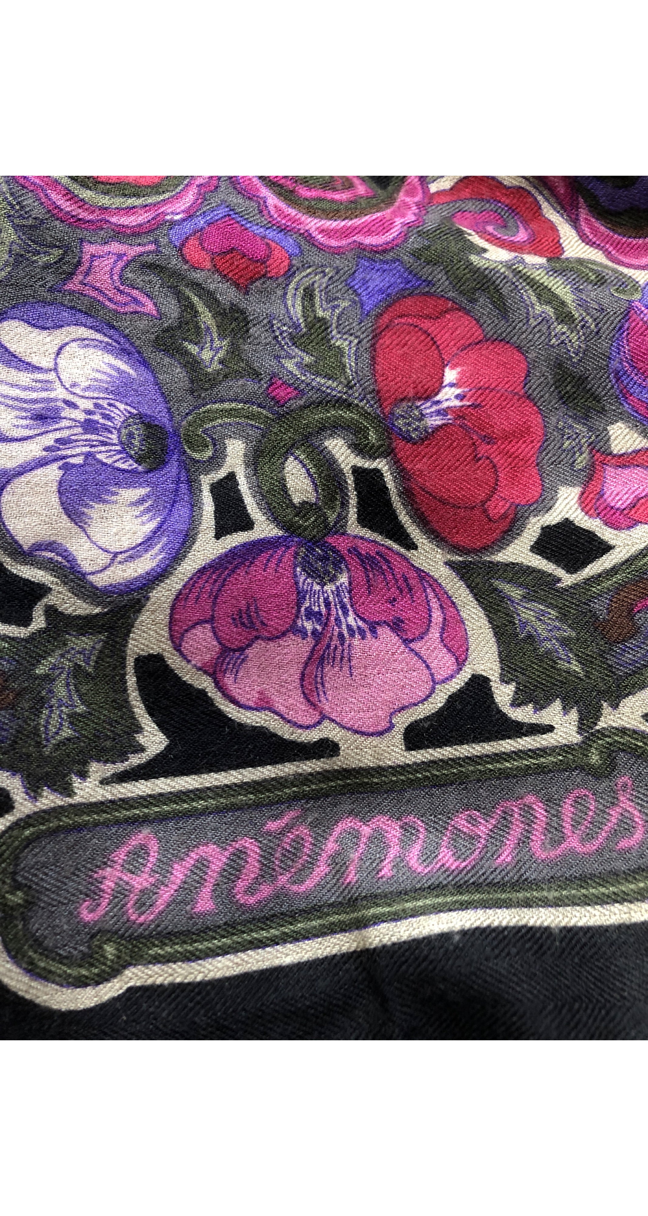 1983 "Anemones" by Caty Latham 140cm Cashmere & Silk Shawl