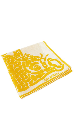 1970s Koi Fish Yellow & White Cotton Scarf