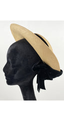 1940s Straw & Black Velvet Hat