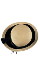 1940s Straw & Black Velvet Hat