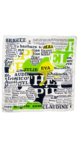 1960s Pop Art Newspaper Print Silk Twill Scarf