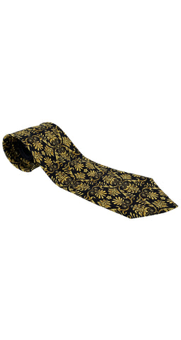 1990s Baroque Gold & Black Silk Men's Tie