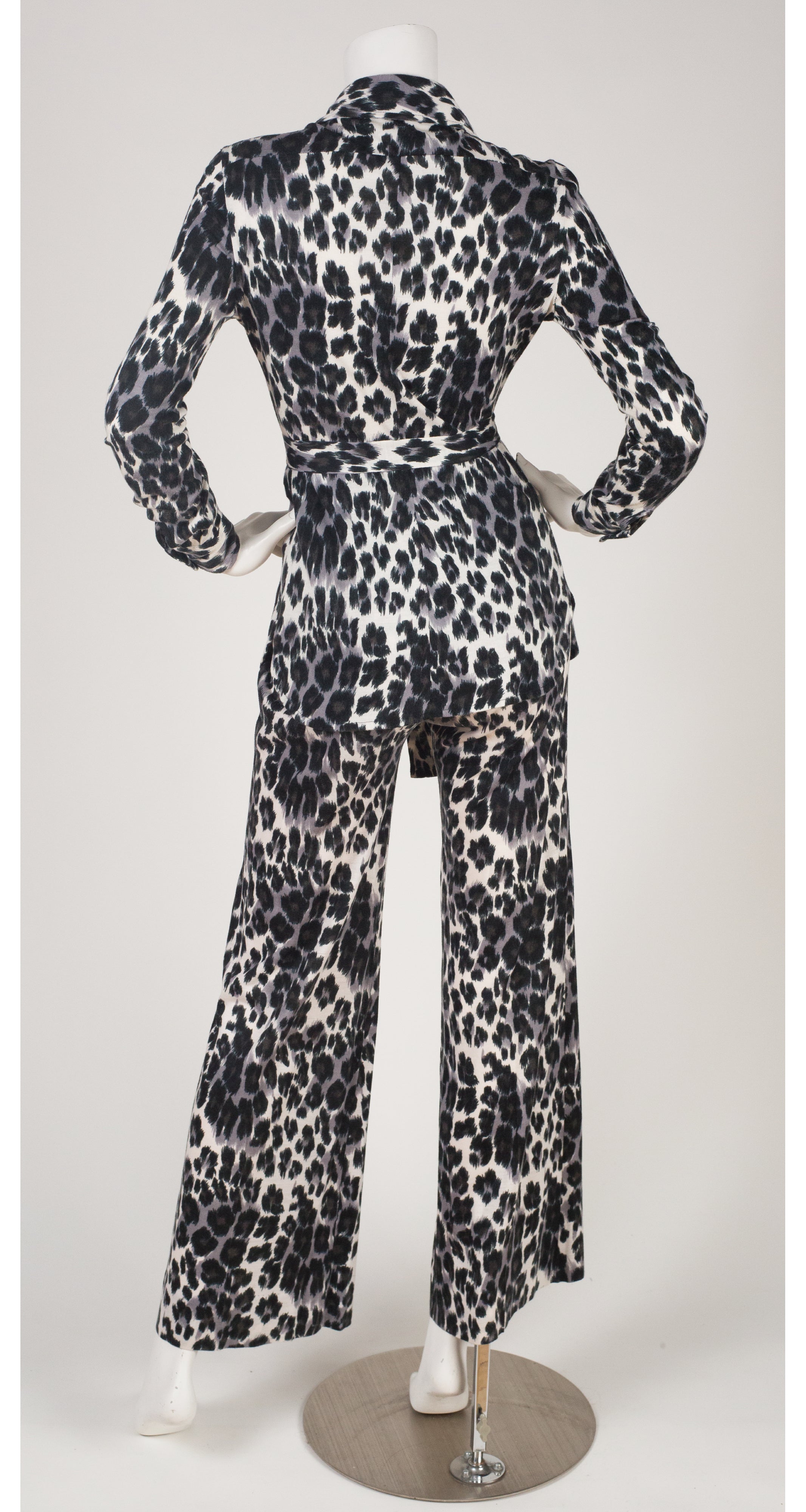 1974 Leopard Print White Jersey Pant Suit