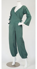 1977 S/S Documented Green Cotton Wrap Jumpsuit