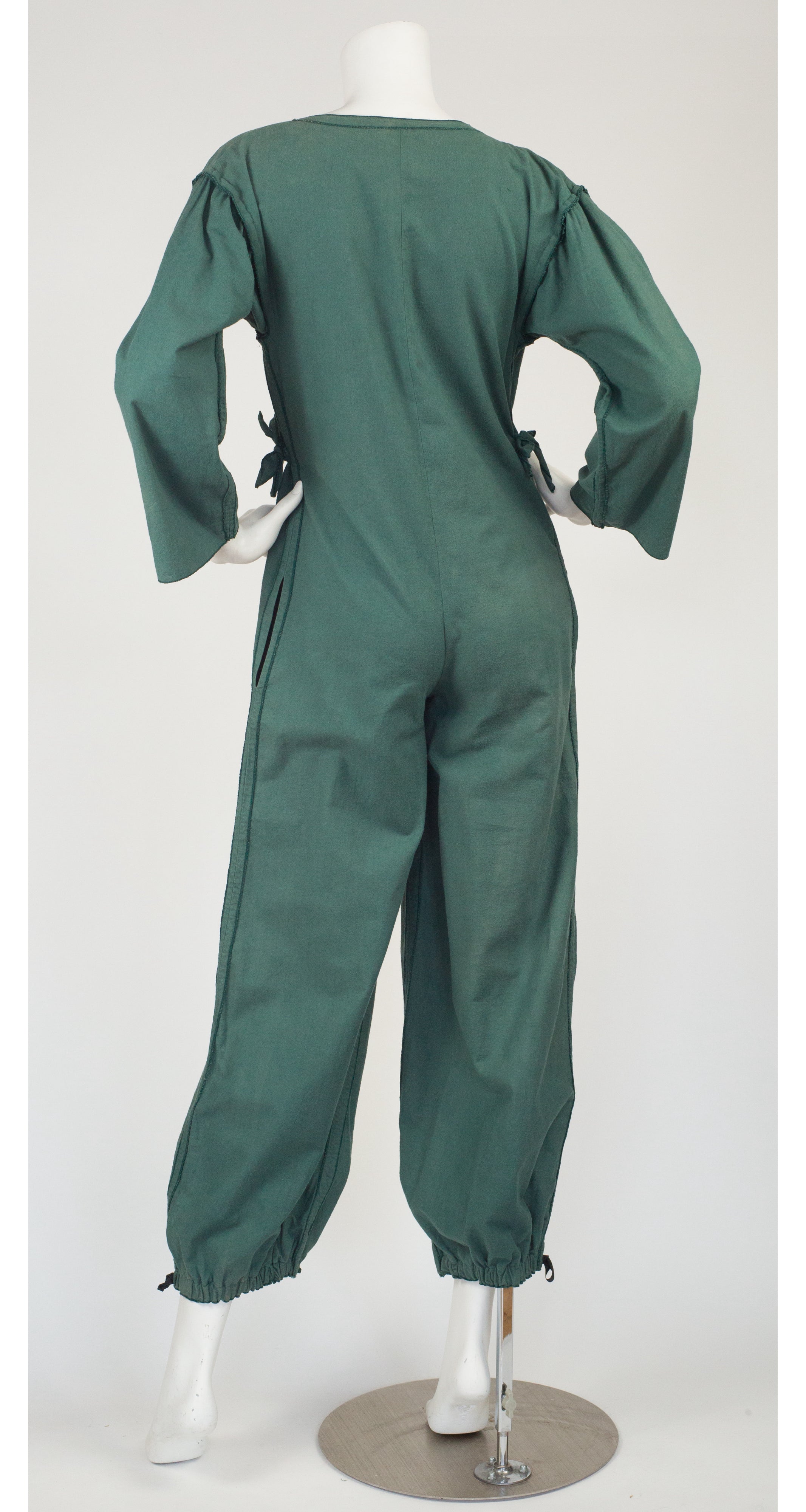 1977 S/S Documented Green Cotton Wrap Jumpsuit