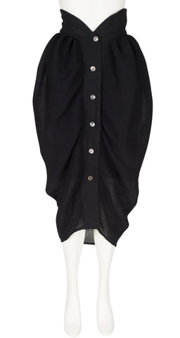 1980s Museum-Held Black High-Waisted Tulip Skirt